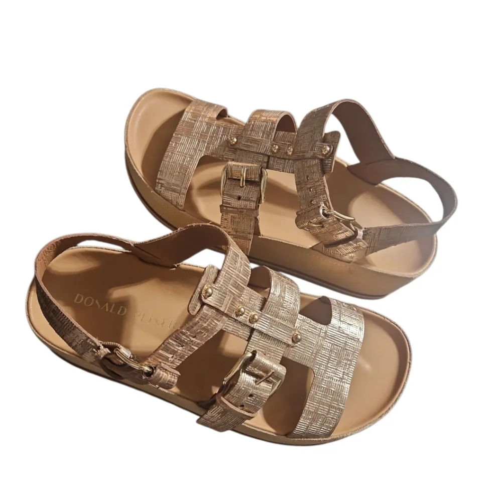 Donald Pliner Jesmin Platform Fisherman Sandal Camel Platino Size 7.5